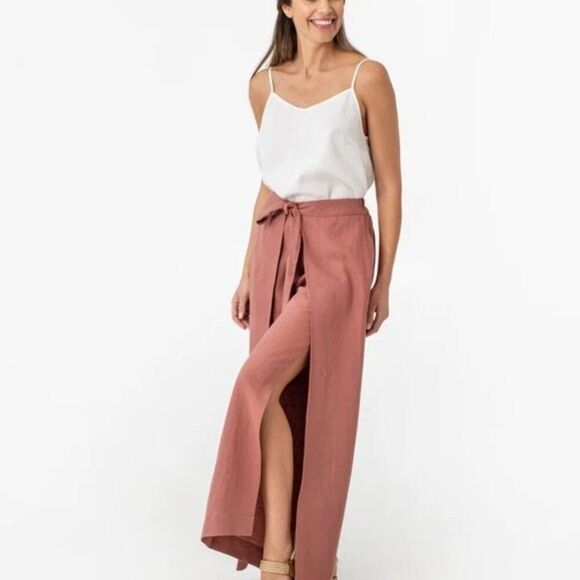 Beach Pants Medium Large Slit Wrap Floral Pink Pants M/L - Picture 9 of 9